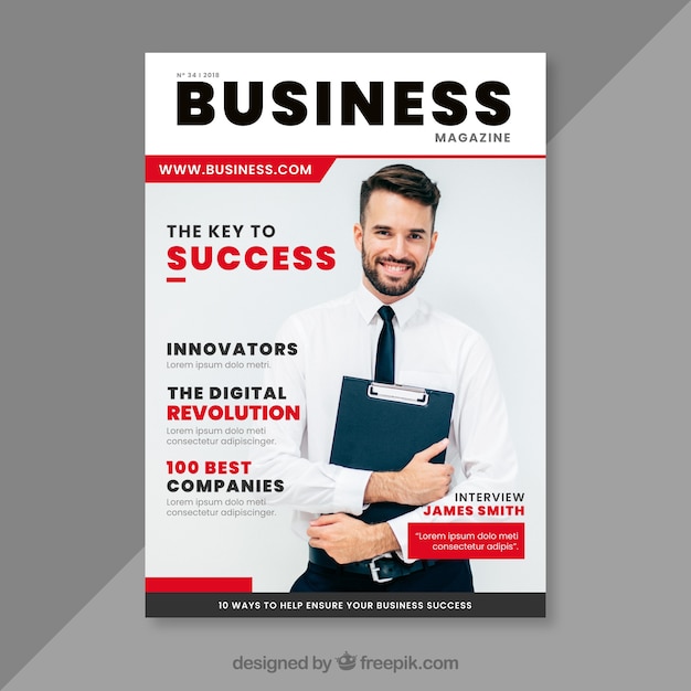  Business magazine cover template  Free Vector