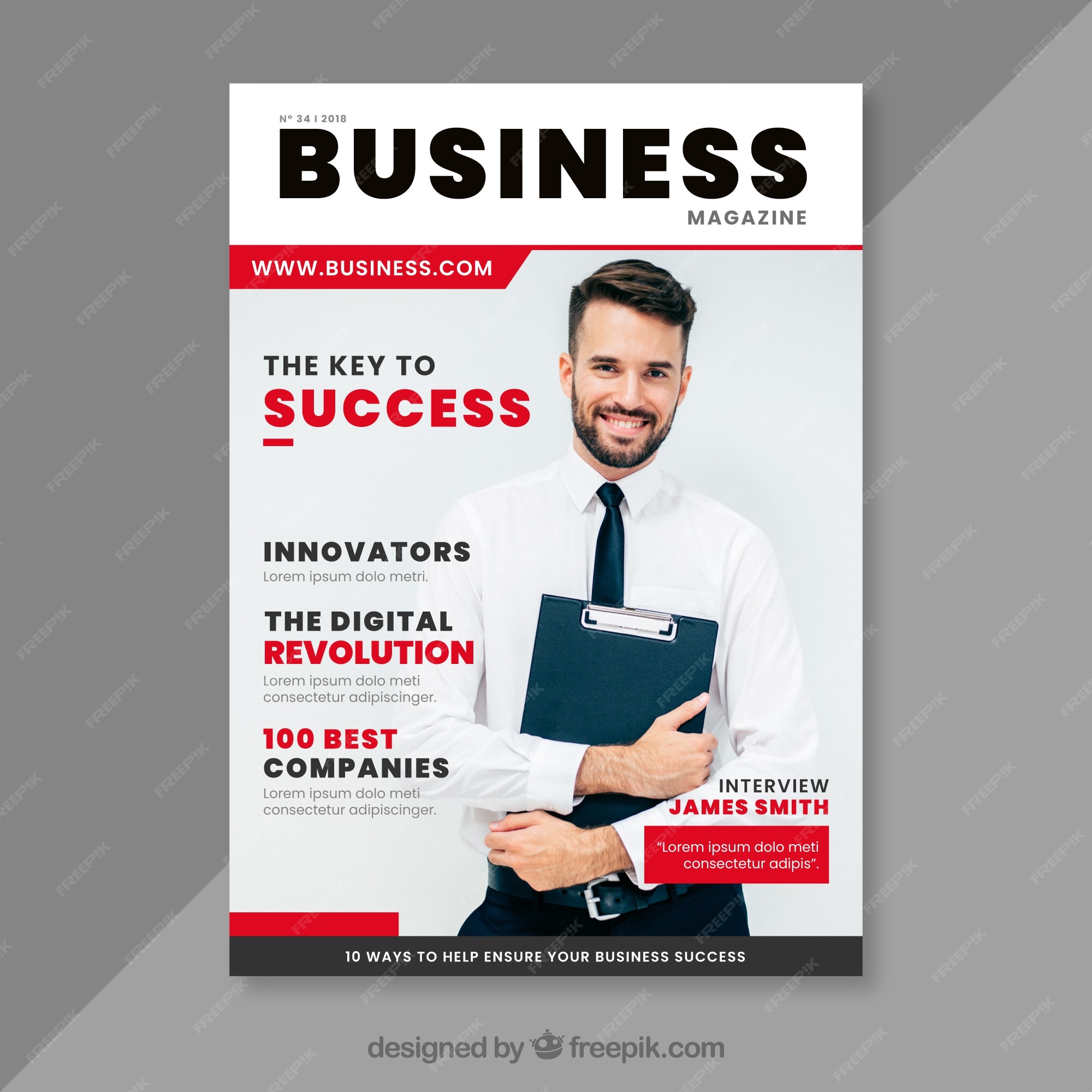 Free Vector | Business magazine cover template