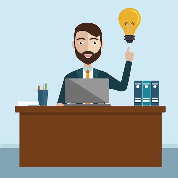 Premium Vector | Business man having idea, an innovation idea of employee  vector illustration