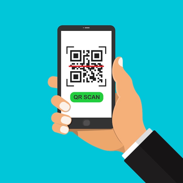 Business man's hand holding and using smartphone to scanning qr code