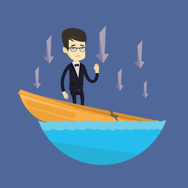 Premium Vector | Business man standing in sinking boat.