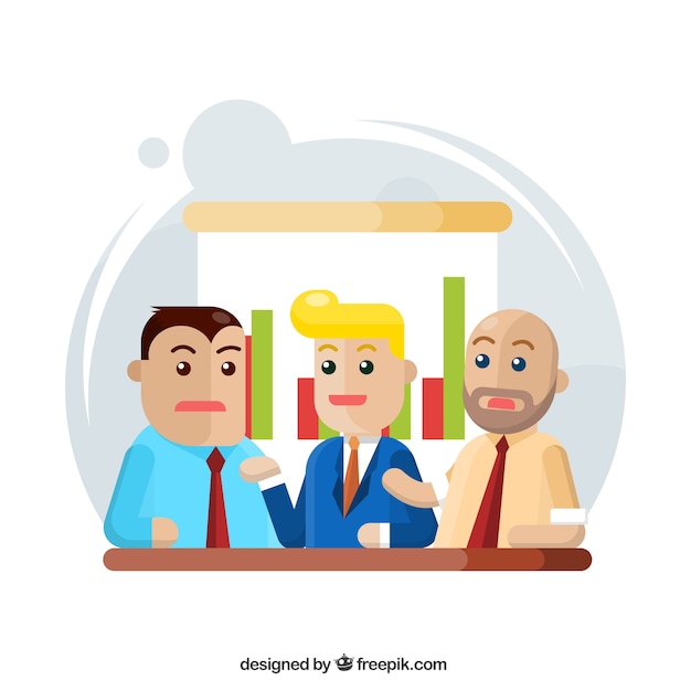 Business meeting background with statistics in\
flat design