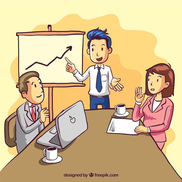 Business meeting background with
statistics