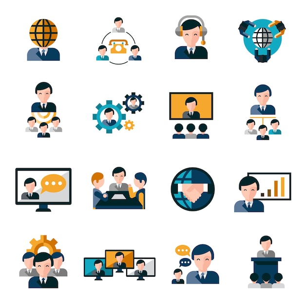 Business meeting icons Vector | Free Download