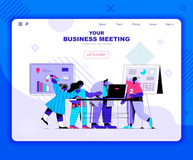 Premium Vector | Business meeting landing page template