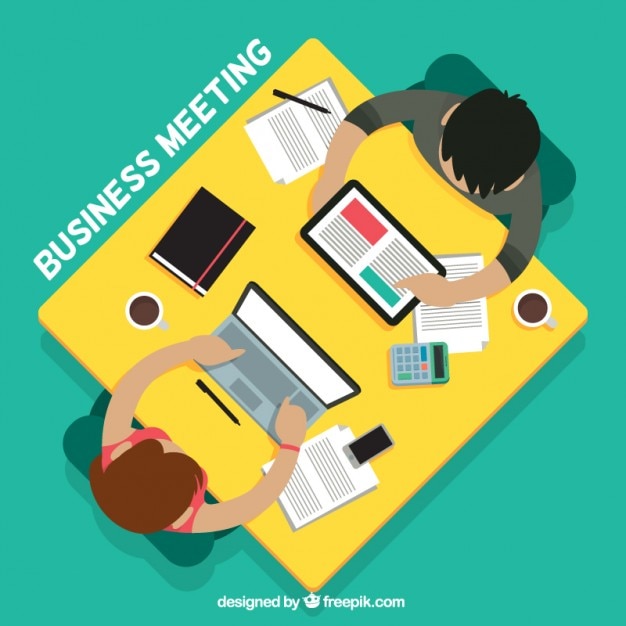 Business meeting on top view in flat\
design