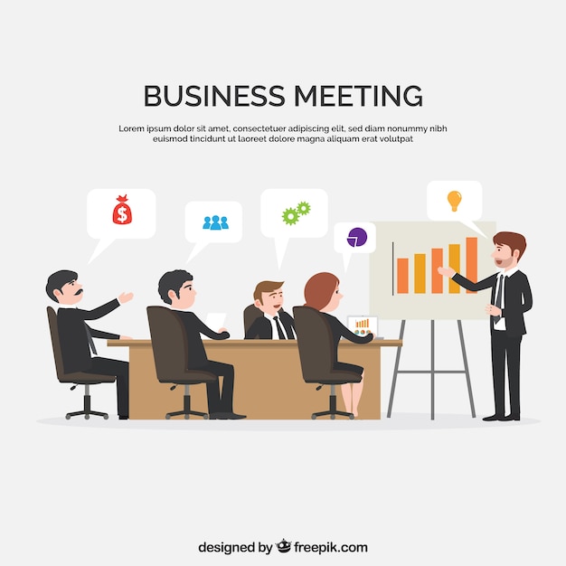 Business meeting scene in flat design