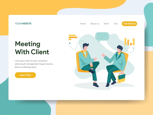 Business meeting with client for website page Premium Vector