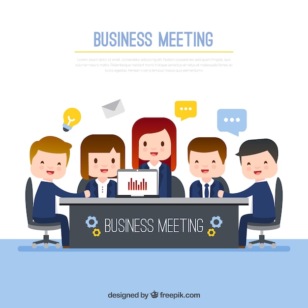 Business meeting with lovely characters