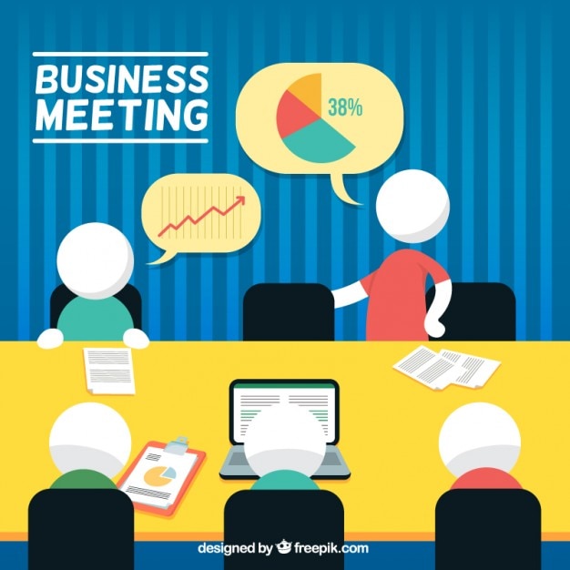 Business meeting with pictograms