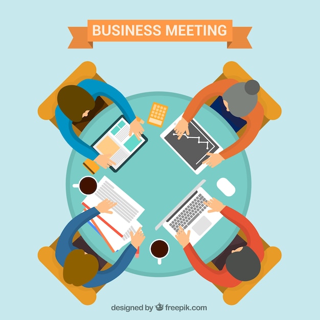 Business meeting with round table