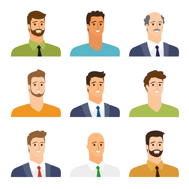 Premium Vector | Business men flat avatars set