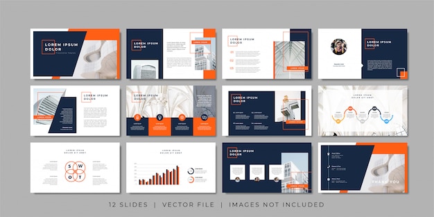 Business minimal slides presentation template Premium Vector