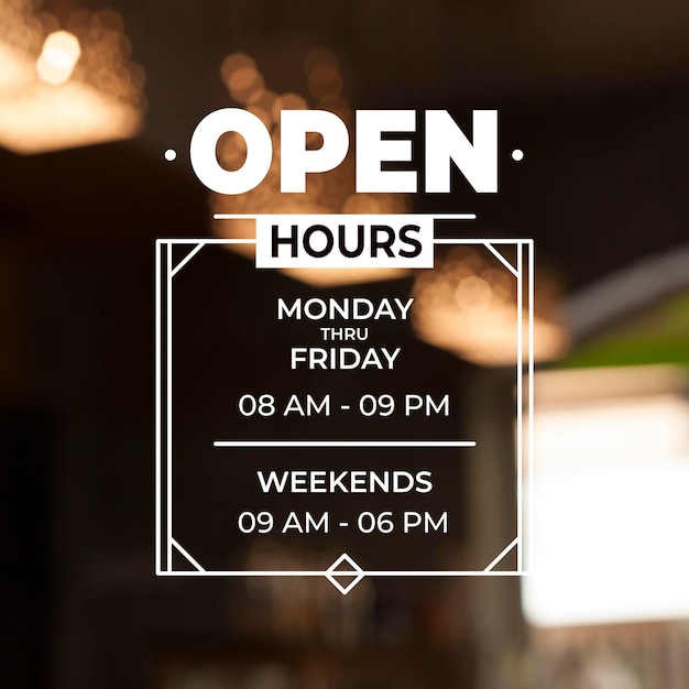 Free Vector | Business opening hours illustration with photo