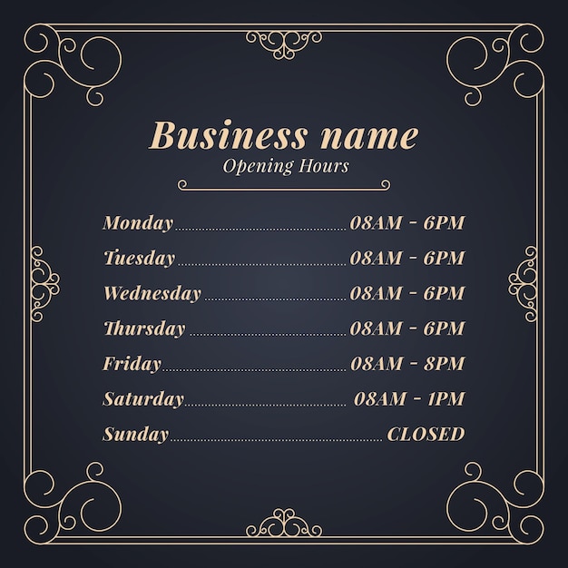 Free Vector | Business opening hours template