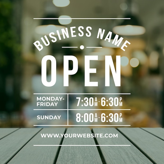 Opening Hours Design Template