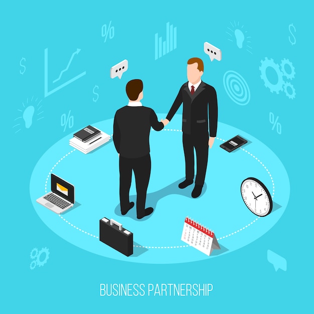 Free Vector | Business partnership isometric background