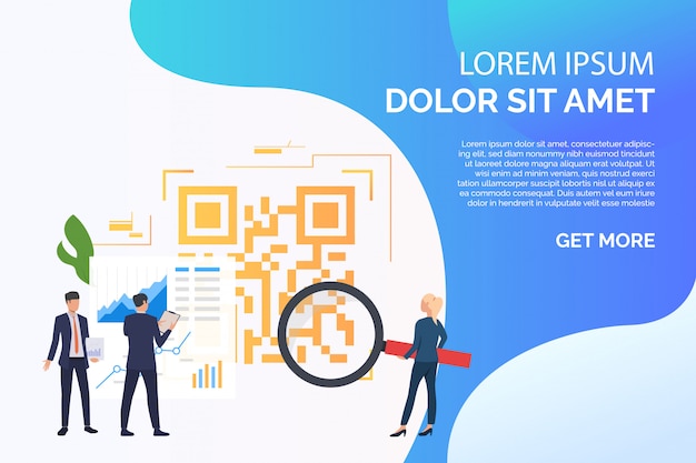 Business people analyzing financial data with sample text Free Vector