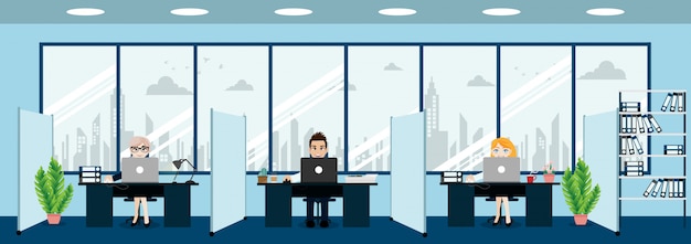 Premium Vector | Business people, modern office interior with boss and ...