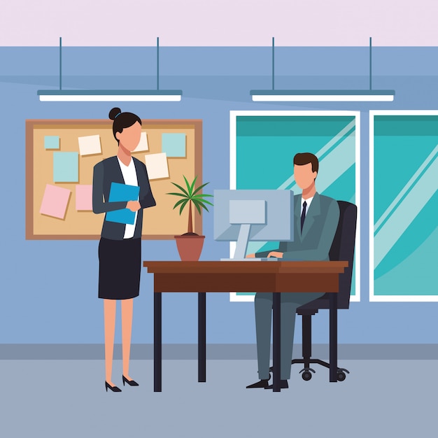 Premium Vector | Business people and office