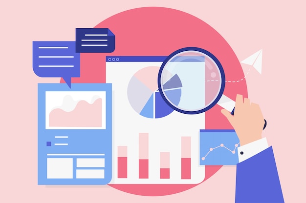 Business performance analysis with graphs Free Vector