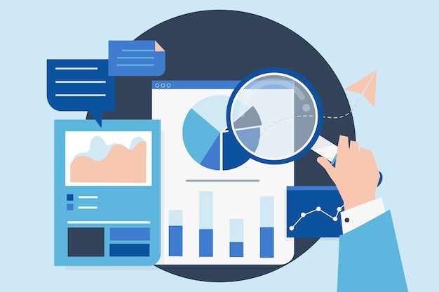 Business performance analysis with graphs Free Vector