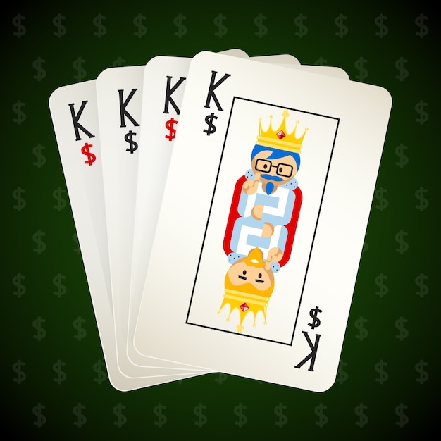 ビジネストランプ 4人の王 カジノとゲーム ポーカーとスクエア 成功とアイデア 無料のベクター