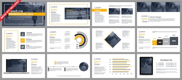 Business powerpoint presentation slides templates from infographic elements. Premium Vector