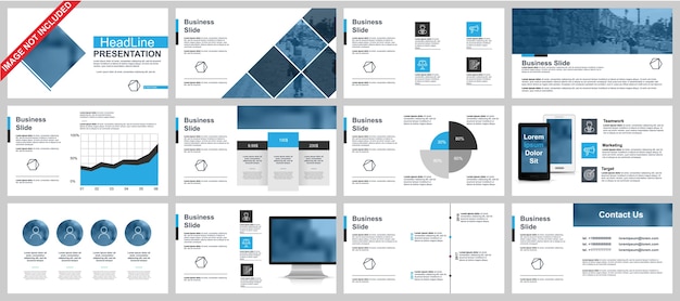 Business powerpoint presentation slides templates from infographic elements. Premium Vector