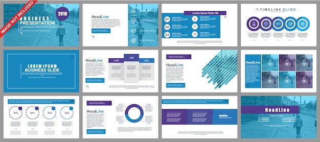 Business powerpoint presentation slides templates from infographic elements. Premium Vector