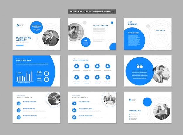 ビジネスプレゼンテーションパンフレットガイドデザイン パワーポイントスライドテンプレート セールスガイドスライダー プレミアムベクター