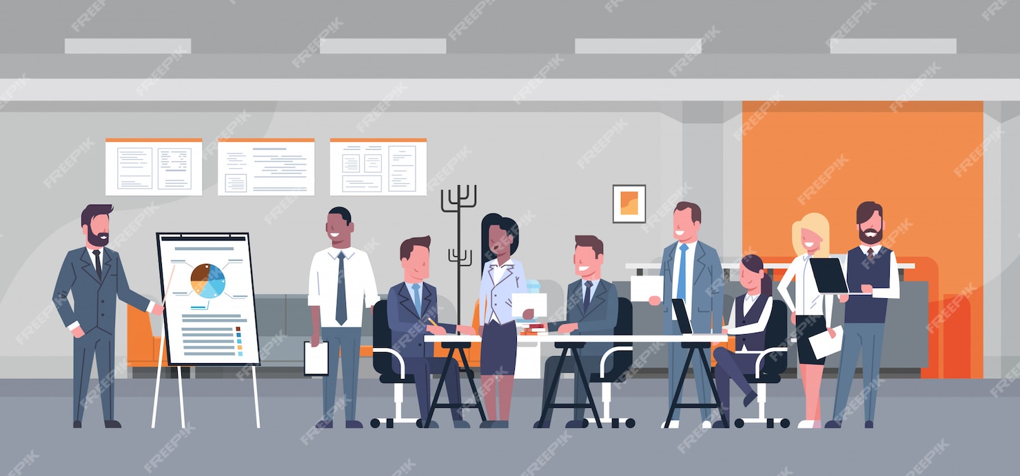 Premium Vector | Business presentation concept team brainstorming group ...