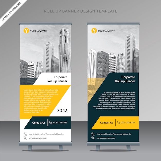 Premium Vector Business Roll Up Banner Design Template Trapezoid Organized Layer