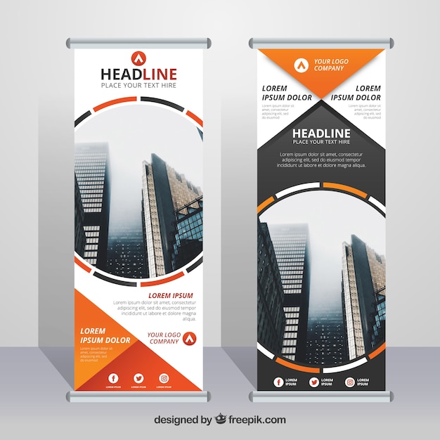 Business roll up with decorative forms in orange tones Vector | Free ...