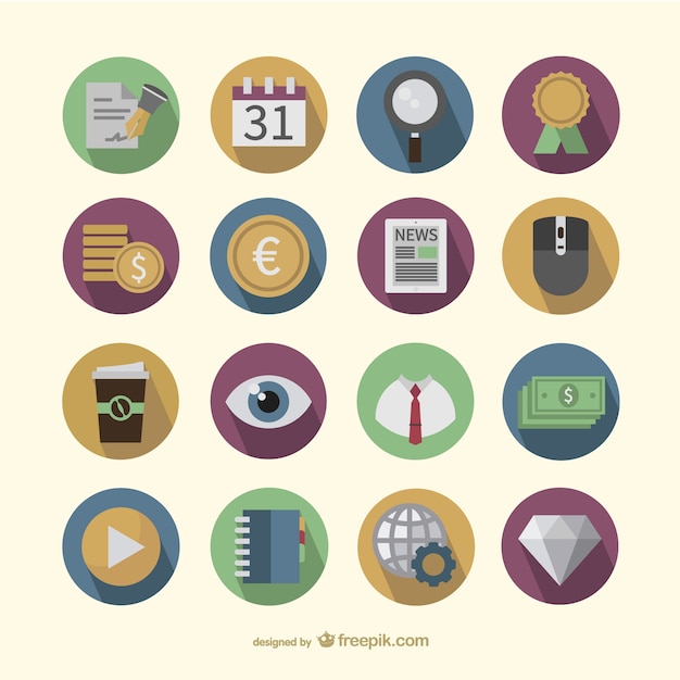 Download Business round icons pack | Free Vector