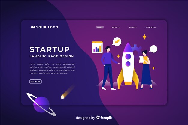 Free Vector | Business startup landing page template