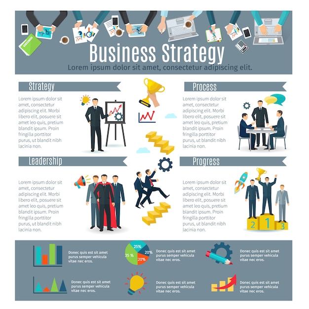 business-strategy-infographic-set-with-process-and-progress-symbols