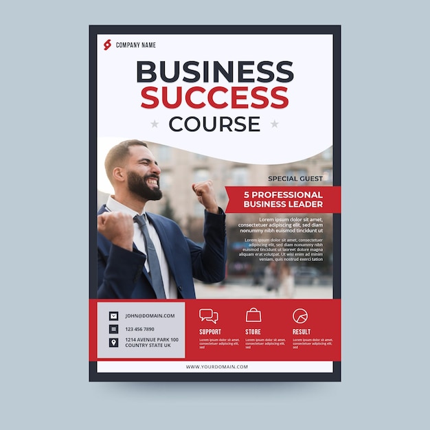 Business success course business flyer template | Free Vector