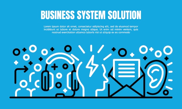 Premium Vector | Business system solution banner, outline style