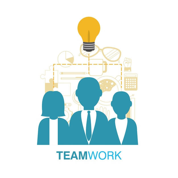 Premium Vector | Business teamwork avatar with office elements vector ...