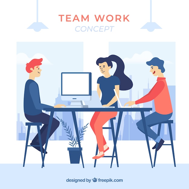Business teamwork concept with flat
design