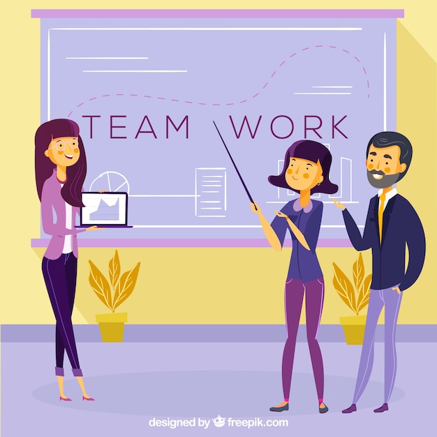 Business teamwork concept with flat
design