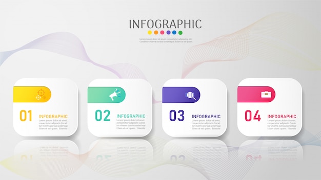 Business template 4 options or steps infographic chart element. Premium Vector