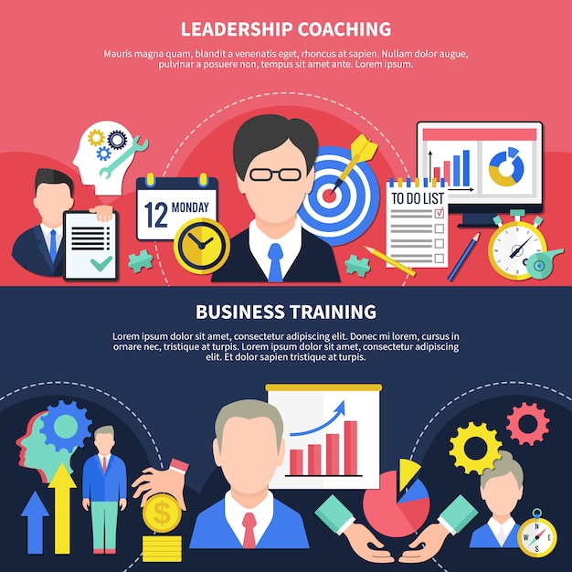 Free Vector | Business training banners set