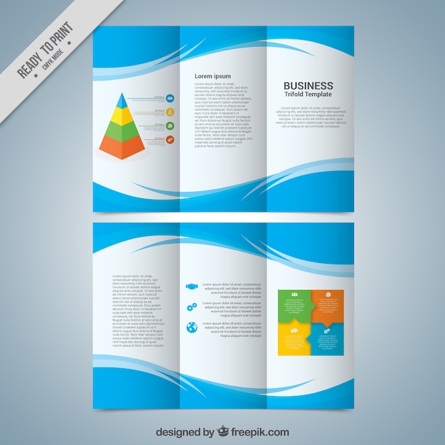 Download Business trifold template with abstract blue shapes Vector ...