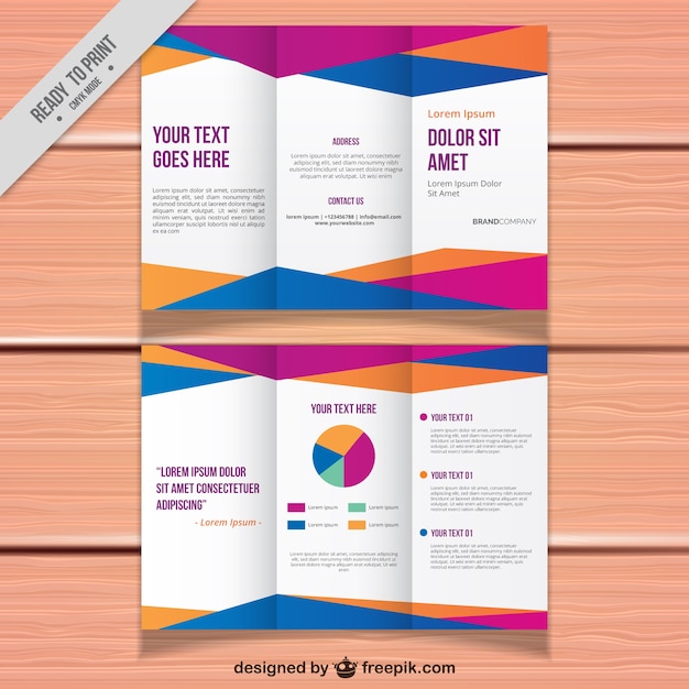 Business Trifold Template With Colored Forms Vector 