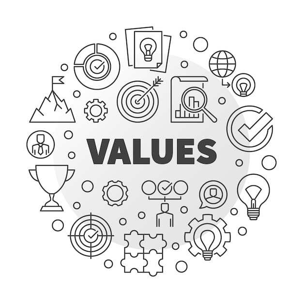 Business values vector round concept | Premium Vector