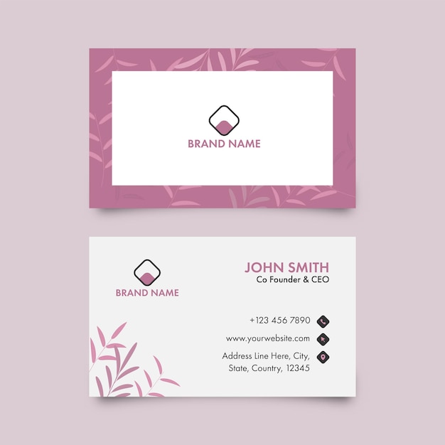 Premium Vector | Business or visiting card in pink and white color.