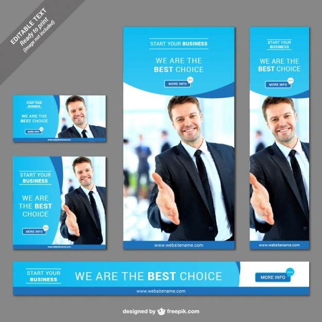 Download Free Vector Business Web Banner Set PSD Mockup Templates