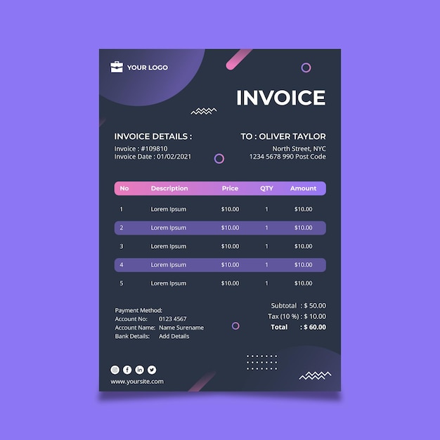 Free Vector | Business woman invoice template